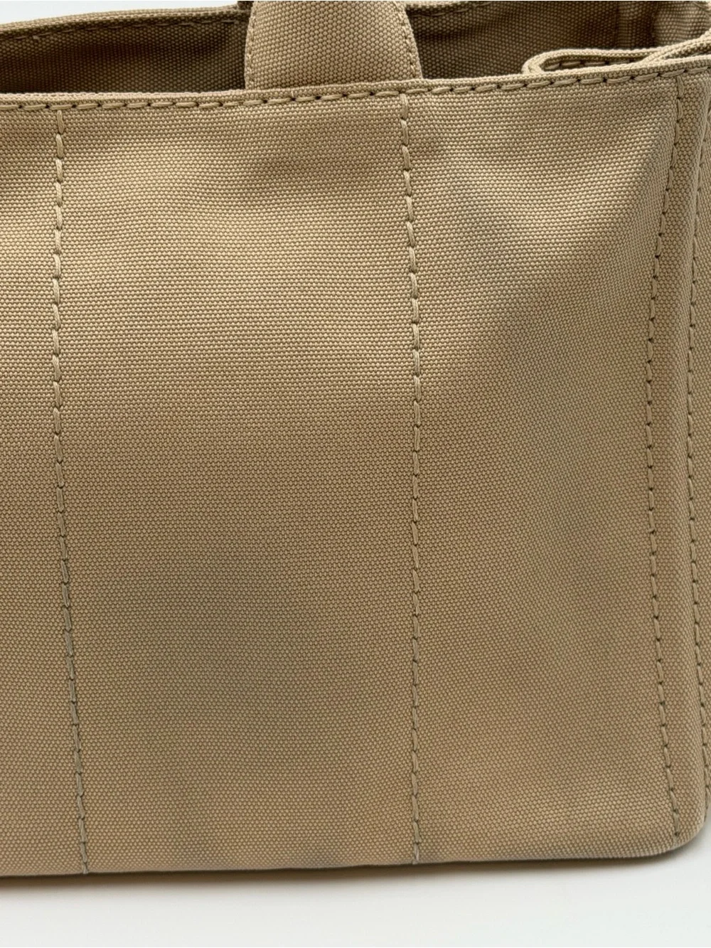 Prada Canapa Large Khaki Tote w/Dust Bag and Entrupy COA Very Good Condition - Picture 5 of 16
